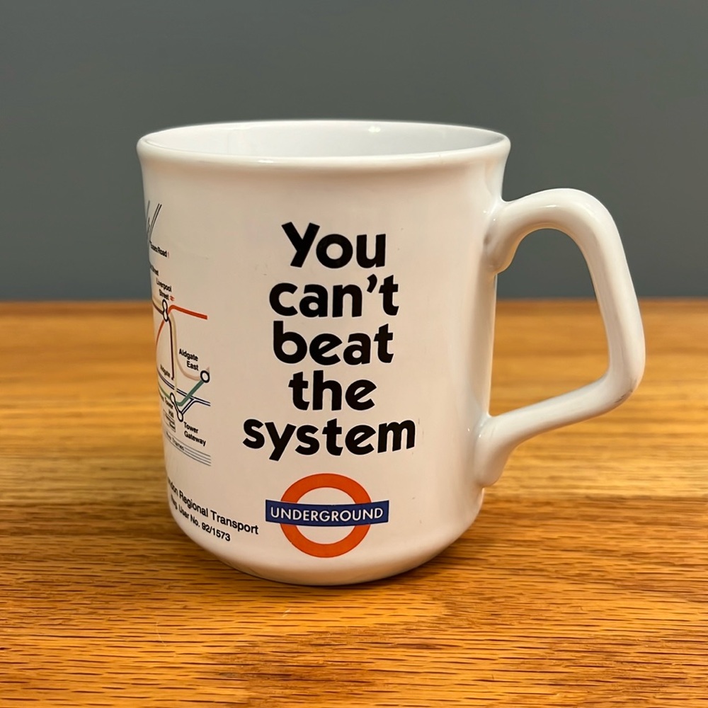 VINTAGE London Underground You Can’t Beat The System Mug Made in England 70s 80s